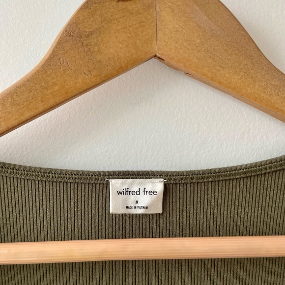 Wilfred Free by Aritzia Army Green Ribbed Cardigan -size m - Picture 4 of 6